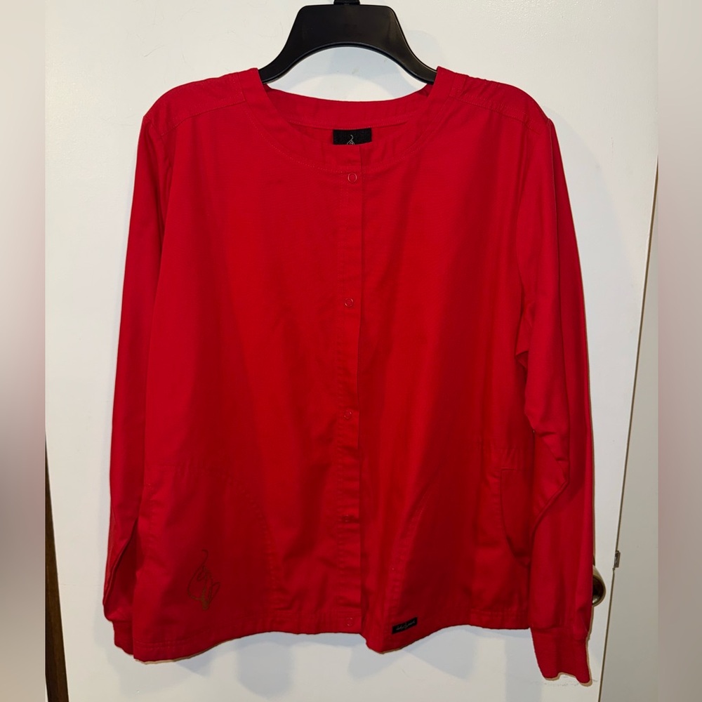 Women’s Red Long Sleeve Scrubs Top - Baby Phat - Size Large